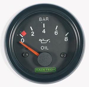 RACETECH elektrický ukazatel tlaku oleje (0-8 bar)